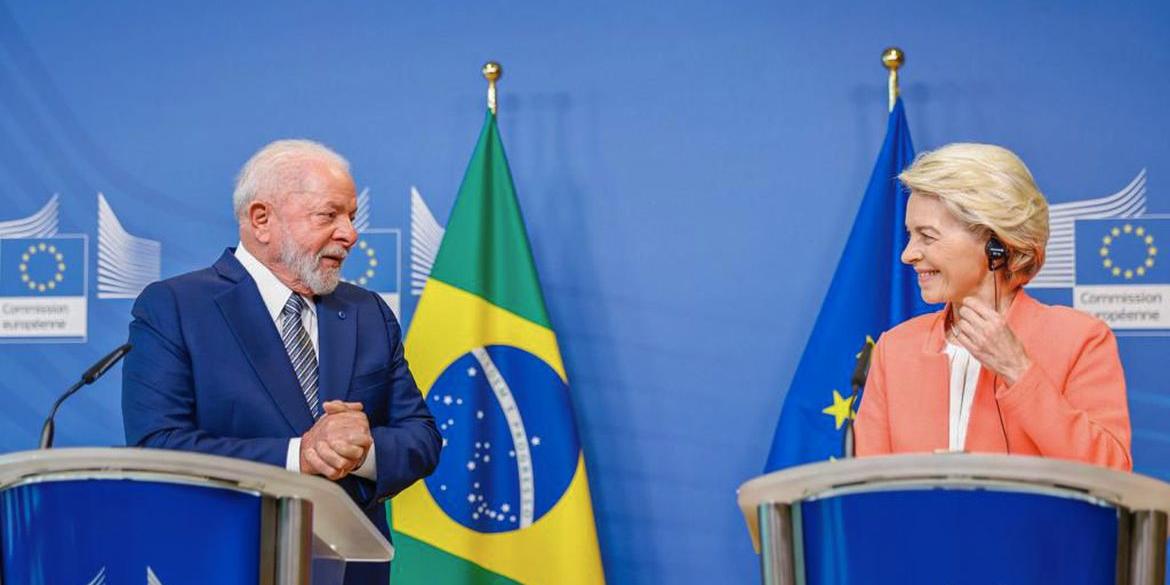 Lula e Ursula dizem que relações ajudam blocos a lidar com desafios (Ricardo Stuckert/PR)