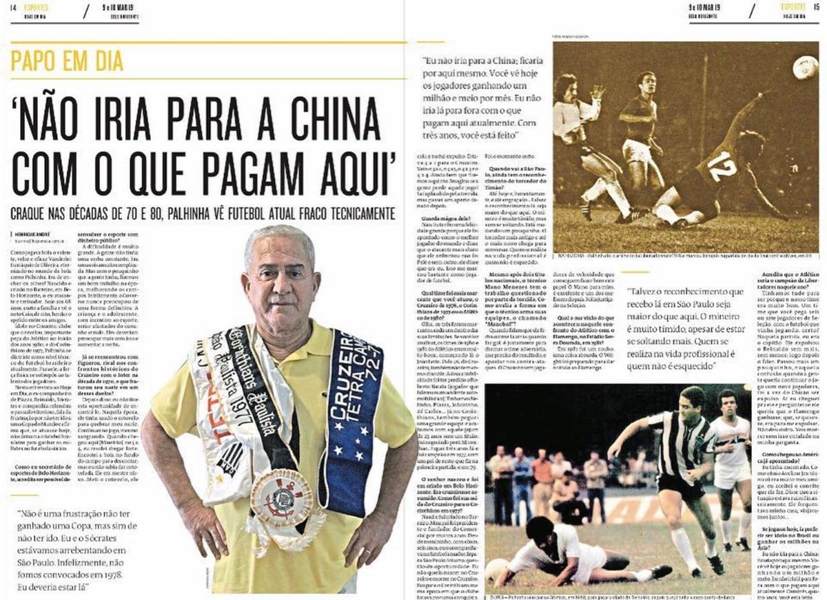 Página da entrevista com Palhinha em março de 2019