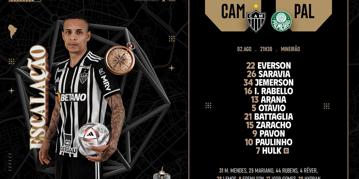 Galo definido para encarar o Palmeiras no Mineirão (Divulgação / Atlético)