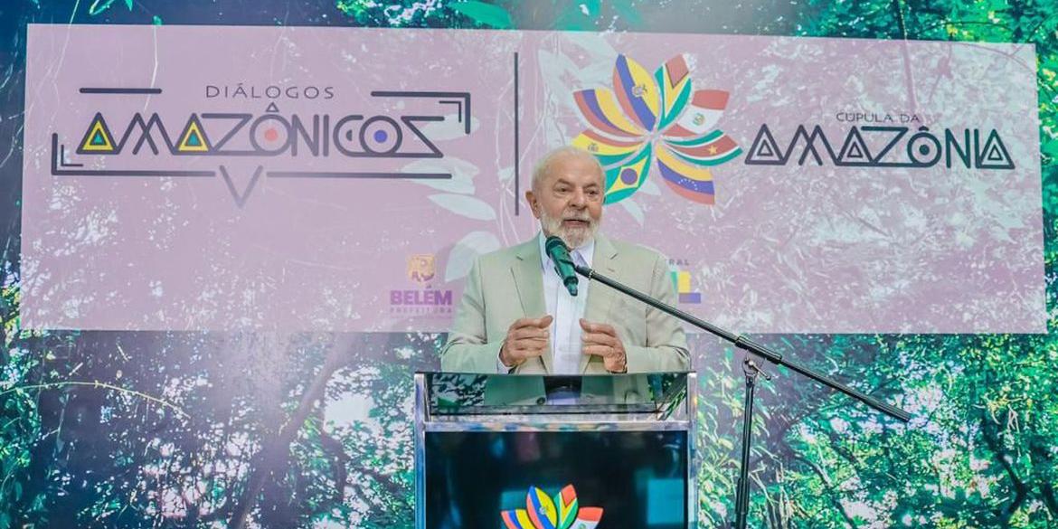 Belém (PA) 08.08.2023 - Presidente Lula faz pronunciamento após reunião dos países signatários do Tratado de Cooperação Amazônica (TCA) com convidados e Debate Geral, em Belém (PA). (Ricardo Stuckert / PR)