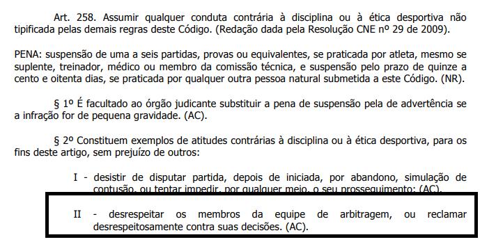 Código Brasileiro de Justiça Desportiva (Reprodução/ Twitter - fredfrm)