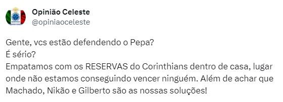 Torcida revoltada com Pepa após mais um empate do Cruzeiro (Reprodução / Twitter)