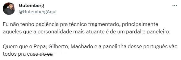 Torcedores reclamam de treinador português nas redes sociais (Reprodução / Twitter)