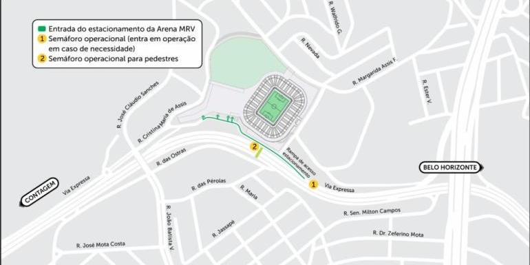 Operação de trânsito para o jogo Atlético x Santos, na Arena MRV, neste domingo (PBH / Divulgação)
