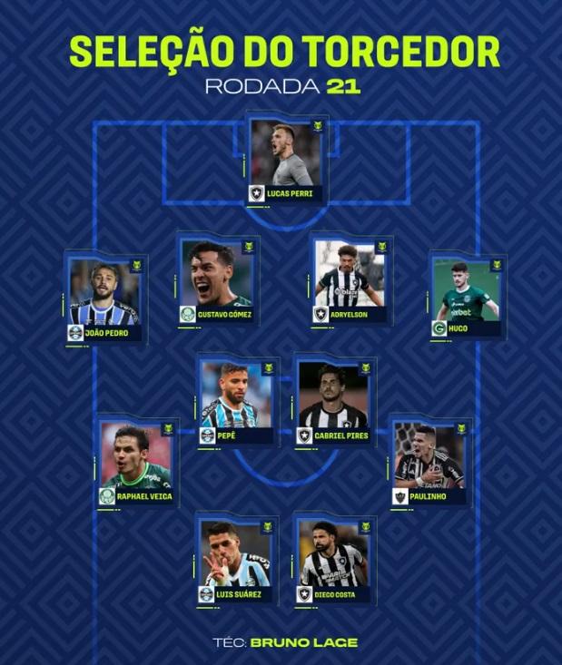 Botafogo domina seleção da 21ª rodada do Brasileirão (Reprodução / Twitter Brasileirão Assaí)