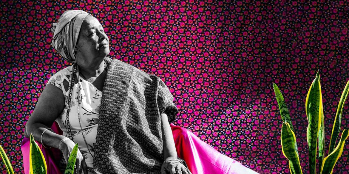 Mãe Bernadete foi assassinada na noite de 17 de agosto, no Quilombo Pitanga dos Palmares (Arte sobre foto de Walisson Braga/ Conaq)
