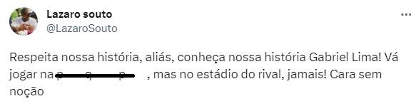 Torcida na bronca com CEO Gabriel Lima (Reprodução / Twitter)