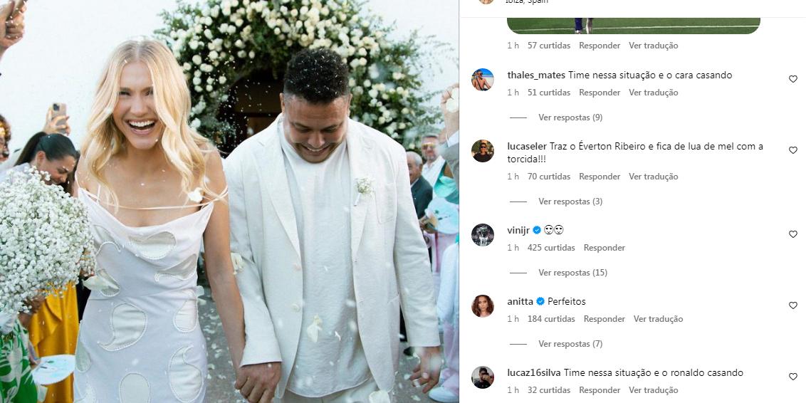 Ronaldo e Celina iniciaram as cerimônias de casamento nesta segunda-feira (25) (Reprodução/ Instagram)