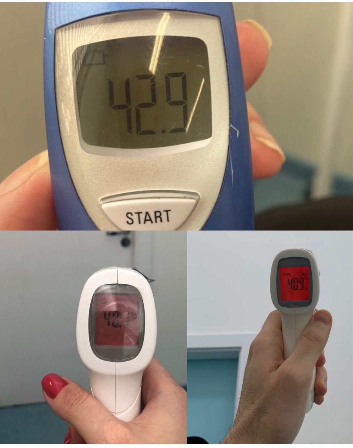 Imagem disponibilizada pela Sinmed demonstrando a temperatura que teria sido registrada no centro de saúde Jardim Comerciário, nessa segunda-feira (25) (Sinmed / Divulgação)