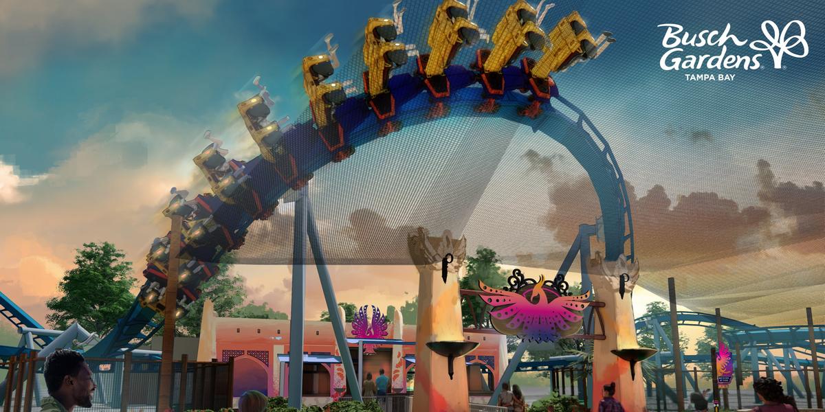 Phoenix Rising será a maior atração pensada para as famílias na área da Pantopia, além de ser a 10ª montanha-russa do Busch Gardens Tampa Bay. (Busch Gardens / divulgação)