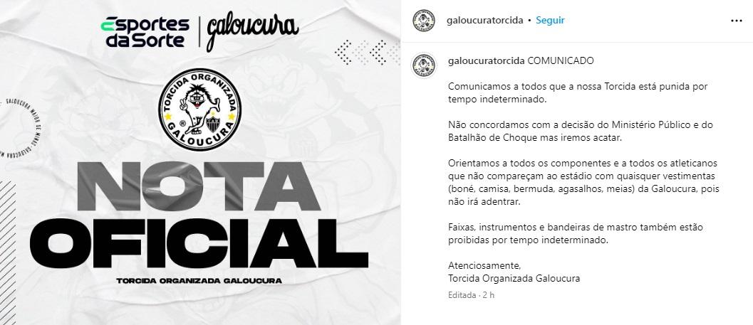 Galoucura emite nota oficial (Reprodução / Instagram Galoucura)