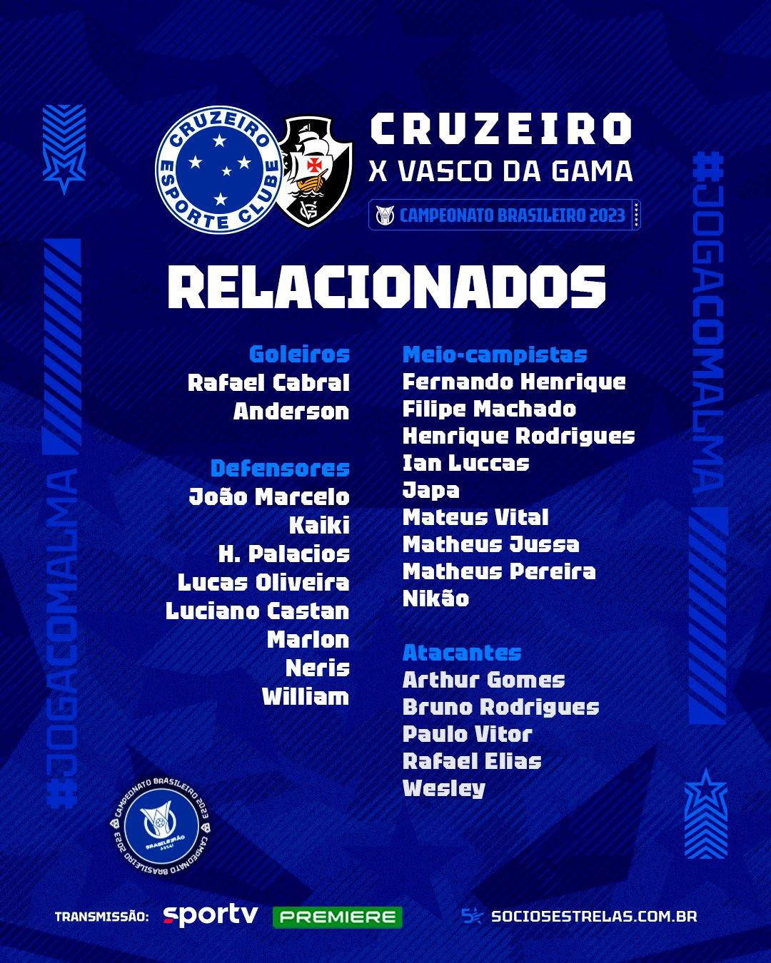 Relacionados para jogo contra o Vasco (Divulgação / Cruzeiro)