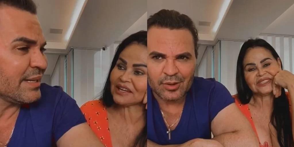 Eduardo Costa durante live com a mãe (reprodução / Instagram)