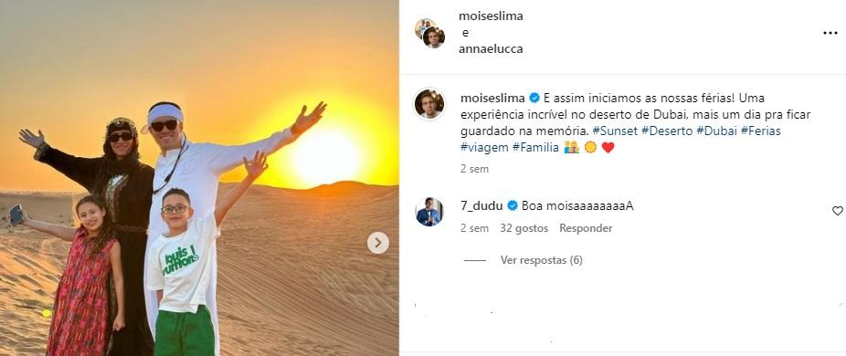 Moisés curte férias ao lado da família antes de se apresentar ao América (Reprodução / Instagram Moisés)