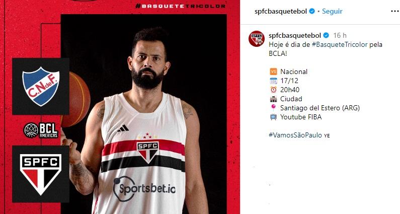 São Paulo busca reeguer na BCLA (Reprodução / Instagram São Paulo Basquete)