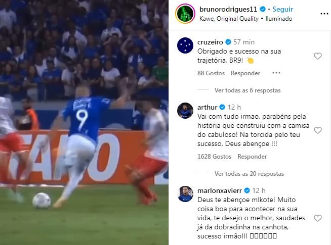 Bruno Rodrigues se despede do Cruzeiro (Reprodução / Instagram Bruno Rodrigues)