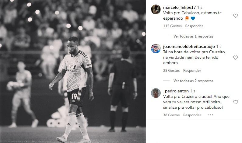 Volta de Rafa Silva foi desejada por torcedores no perfil do atleta (Reprodução / Instagram Rafa Silva)