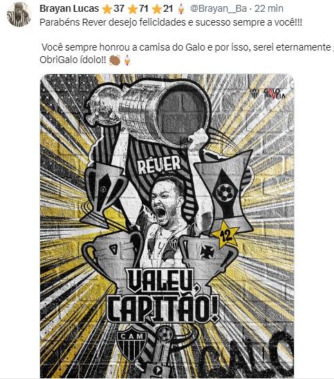 Torcida exalta Rever em aniversário de 39 anos do ex-jogador (Reprodução / Twitter Atlético)