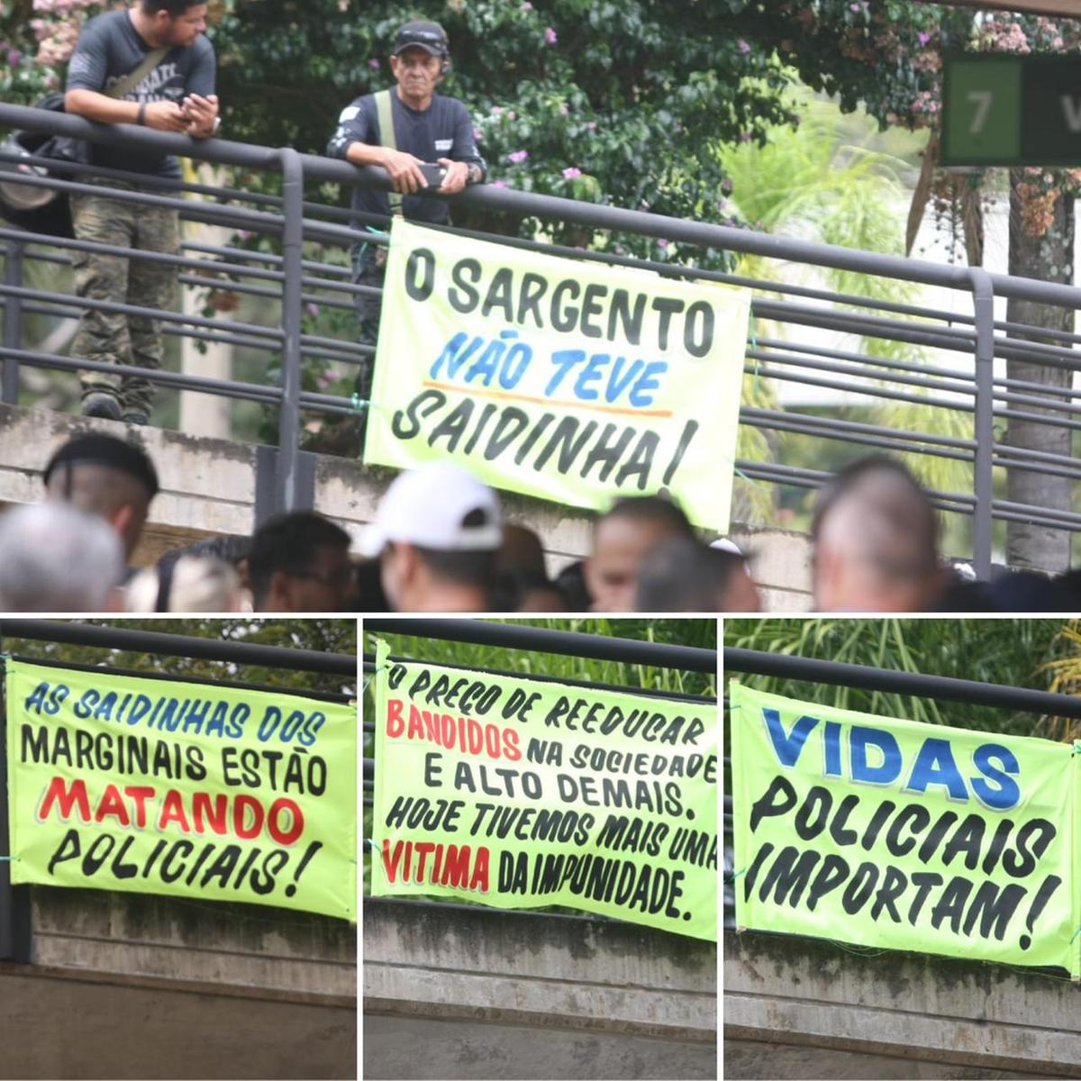 Faixas contra 'saidinha' de fim de ano foram espalhadas pelo local (Maurício Vieira)