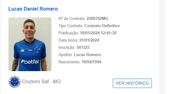Lucas Romero teve o contrato regularizado no BID (Reprodução/ BID)