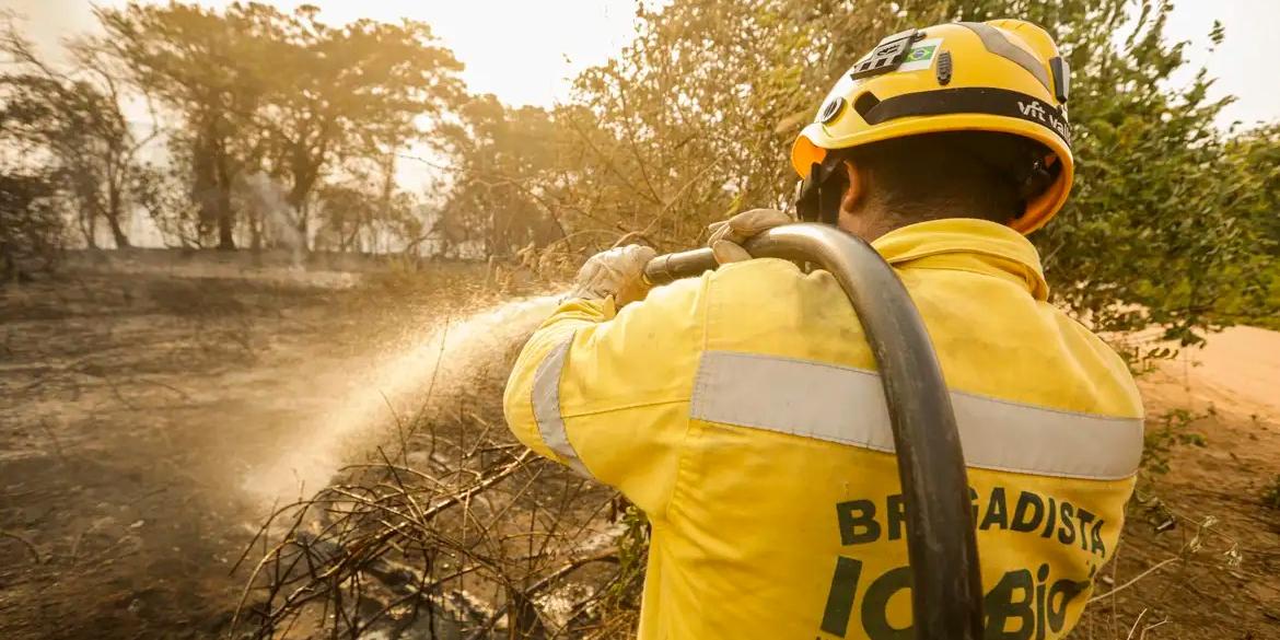Brigadistas do ICMBIO combatem queimada no Pantanal (Joédson Alves/Agência Brasil)