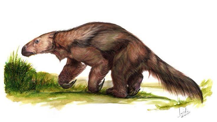 Representação artística da preguiça-gigante. (Reprodução / PUC Minas)