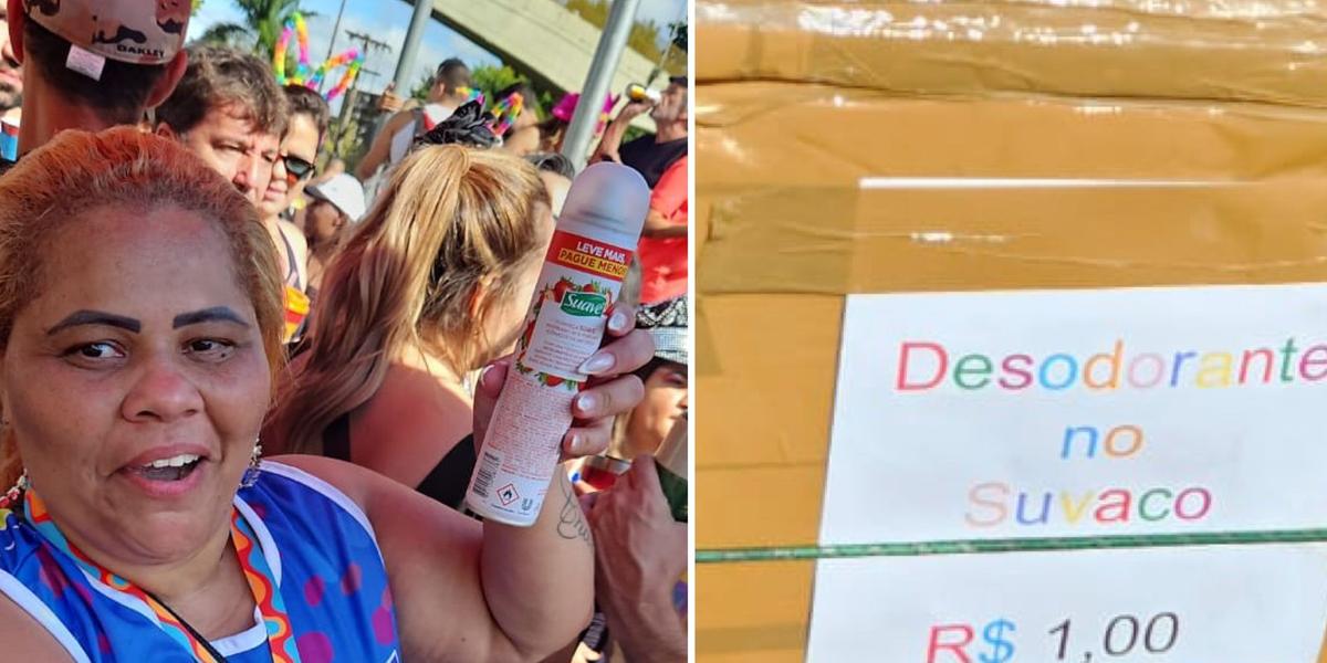 Rose Ferreira, que pela primeira vez trabalha na festa, apostou no desodorante (Valeska Amorim/Hoje em Dia)